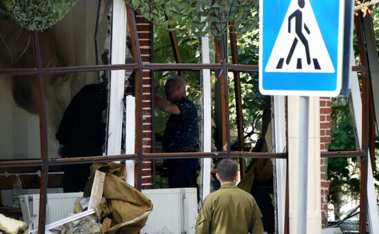 Bombing site in Separ café in Donetsk