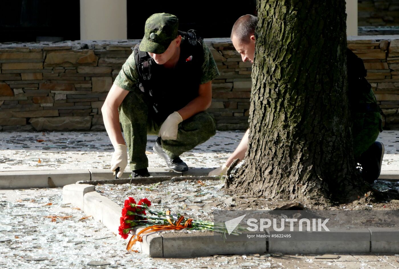 Bombing site in Separ café in Donetsk