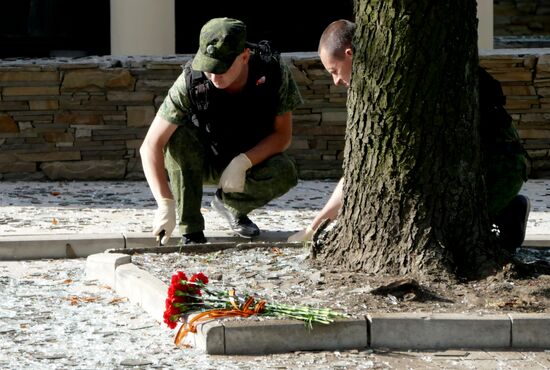 Bombing site in Separ café in Donetsk