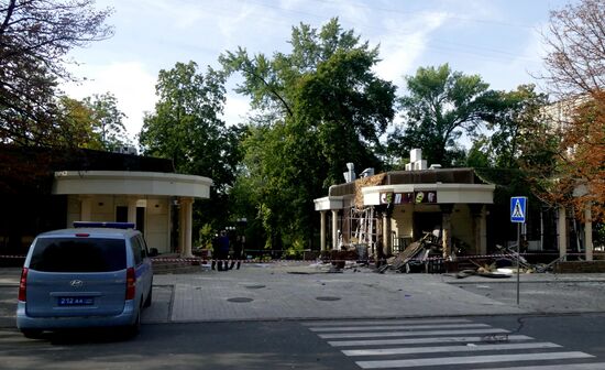 Bombing site in Separ café in Donetsk