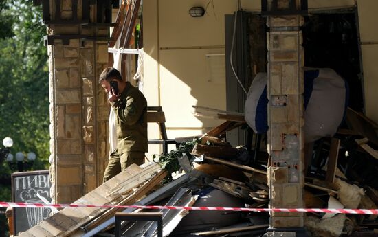 Bombing site in Separ café in Donetsk