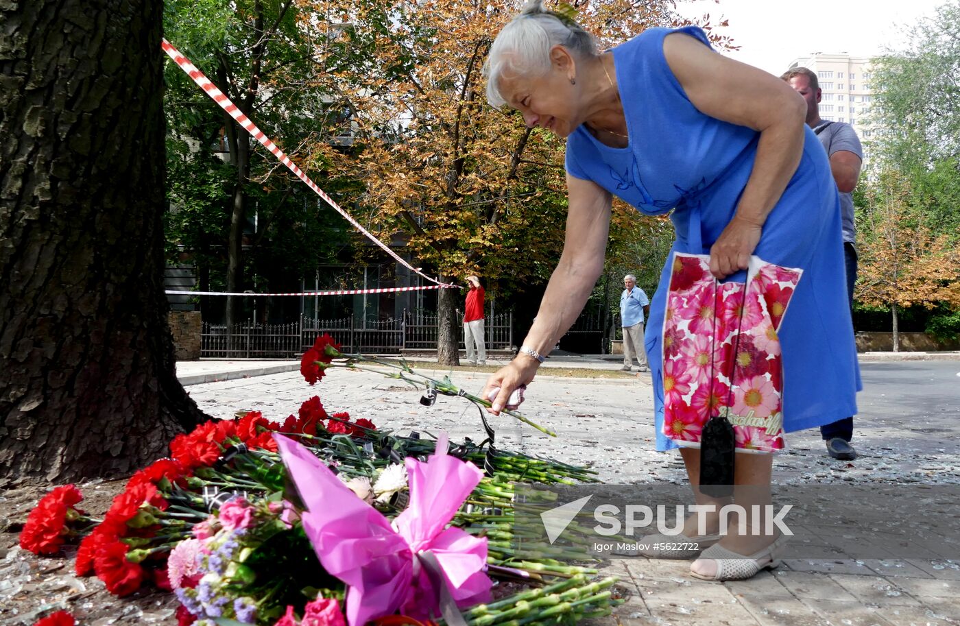 Bombing site in Separ café in Donetsk