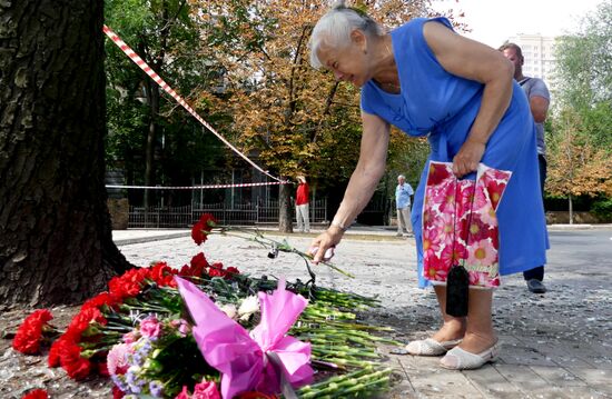 Bombing site in Separ café in Donetsk