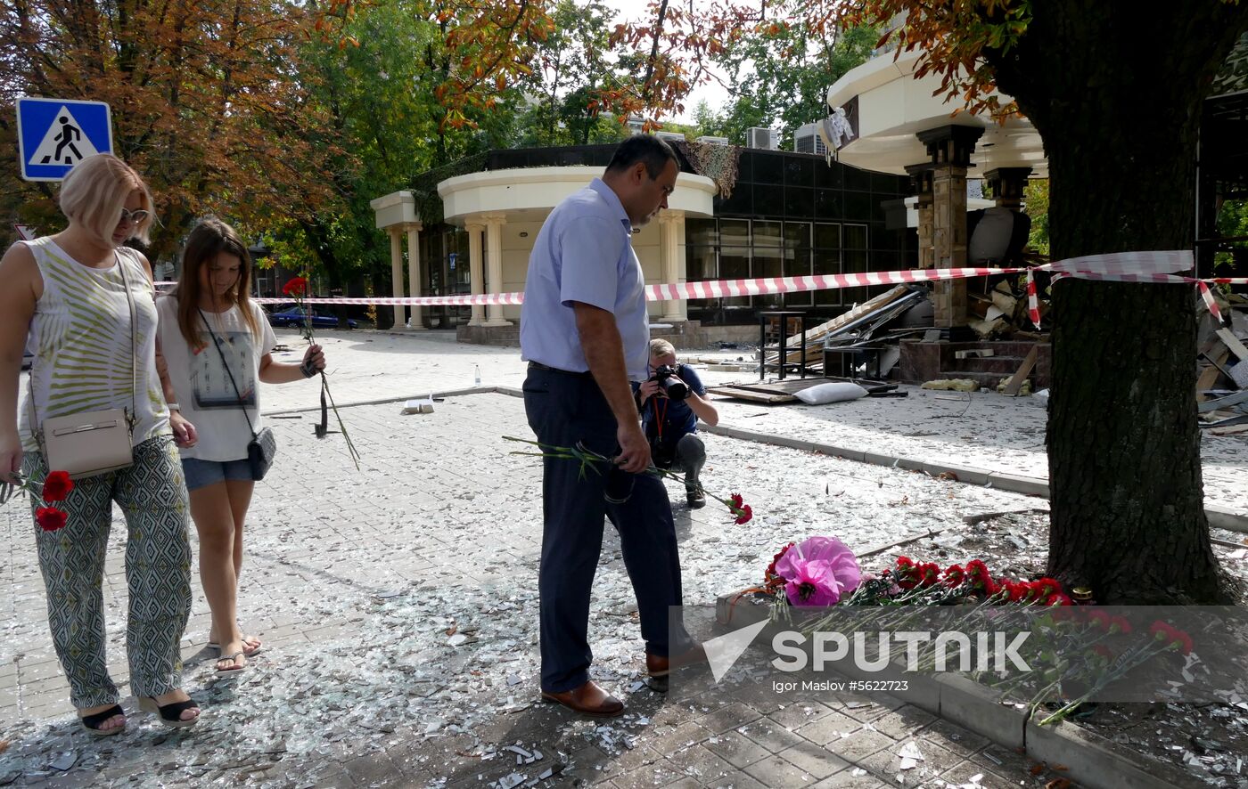 Bombing site in Separ café in Donetsk