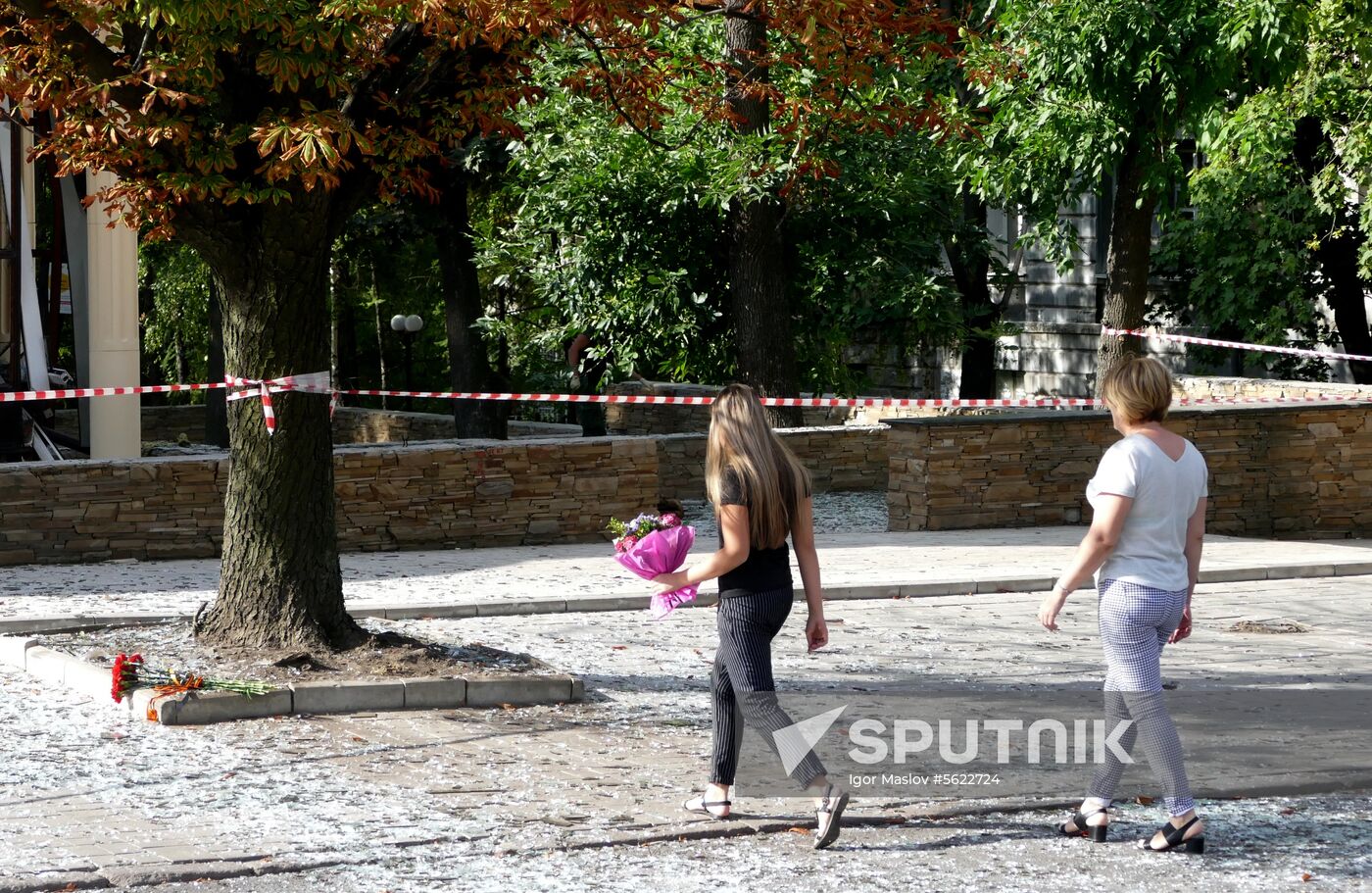 Bombing site in Separ café in Donetsk
