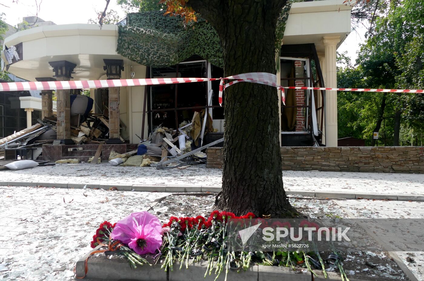 Bombing site in Separ café in Donetsk