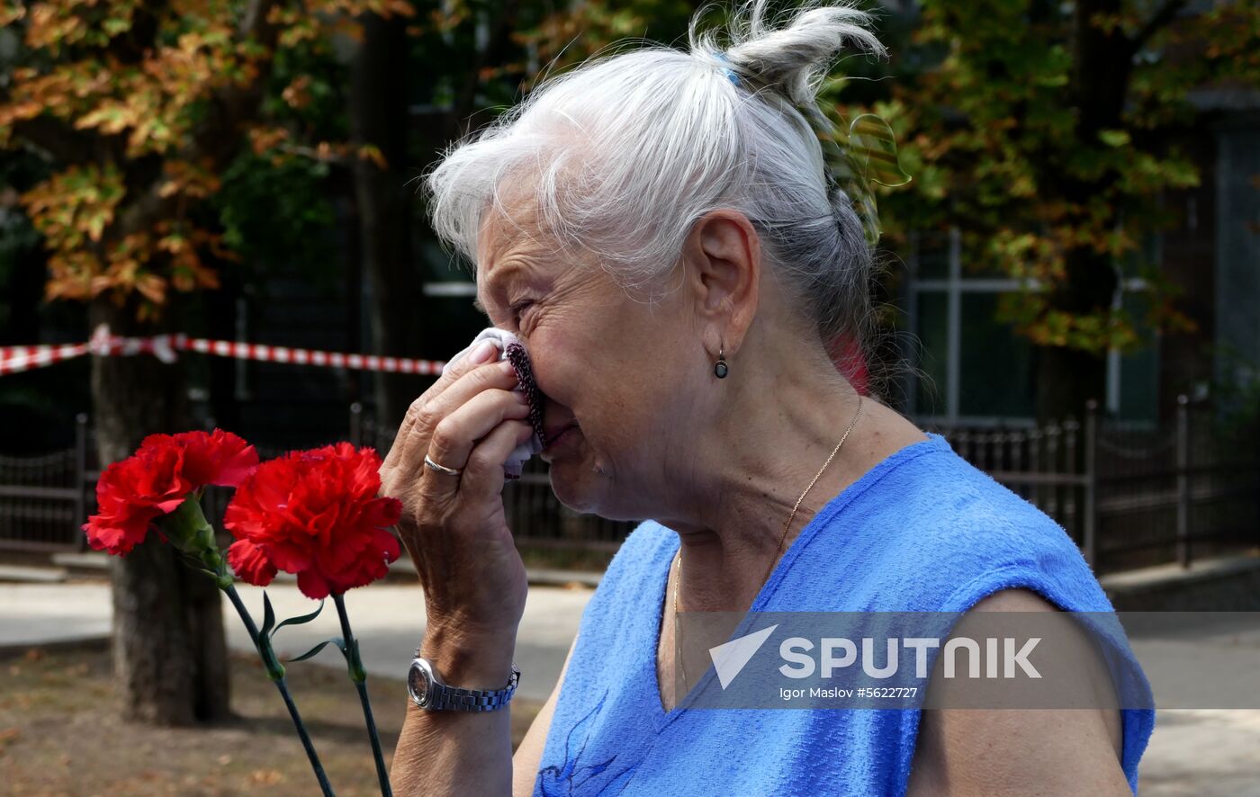 Bombing site in Separ café in Donetsk