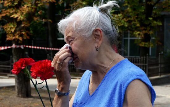 Bombing site in Separ café in Donetsk