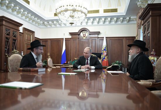 President Putin meets with Chief Rabbi of Russia Berel Lazar and President of the Federation of Jewish Communities Alexander Boroda