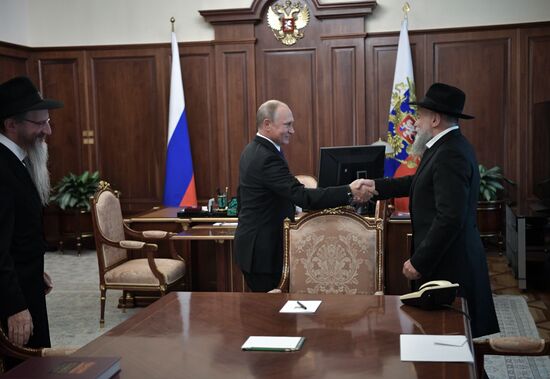 President Putin meets with Chief Rabbi of Russia Berel Lazar and President of the Federation of Jewish Communities Alexander Boroda