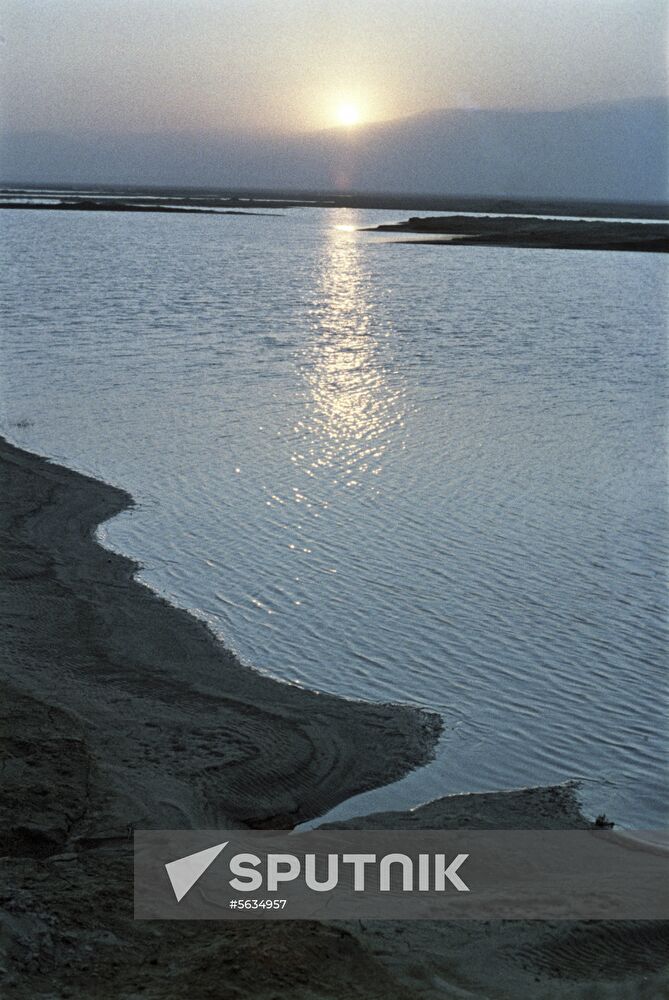 Sunset over Karakum canal