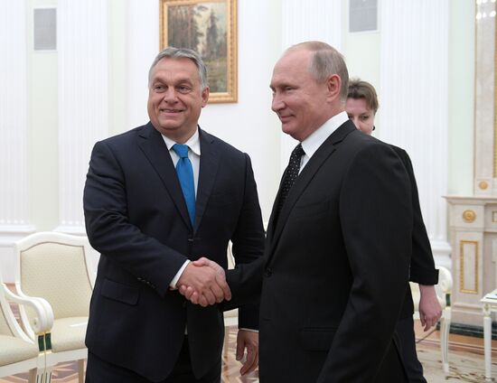 Russian President Vladimir Putin meets with Hungarian Prime Minister Viktor Orban