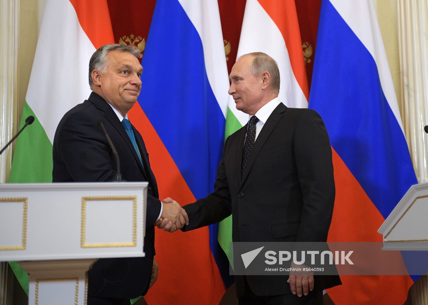 Russian President Vladimir Putin meets with Hungarian Prime Minister Viktor Orban