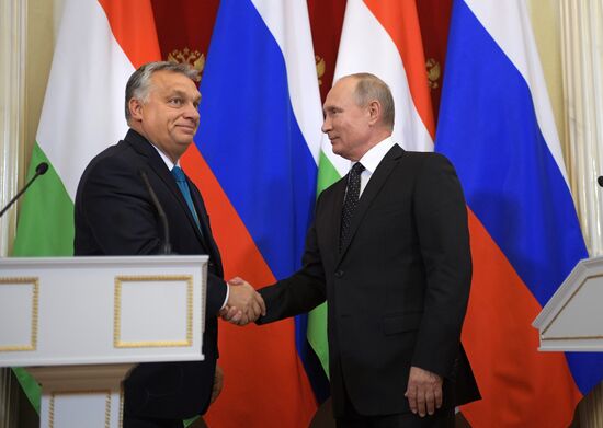 Russian President Vladimir Putin meets with Hungarian Prime Minister Viktor Orban