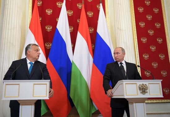 Russian President Vladimir Putin meets with Hungarian Prime Minister Viktor Orban