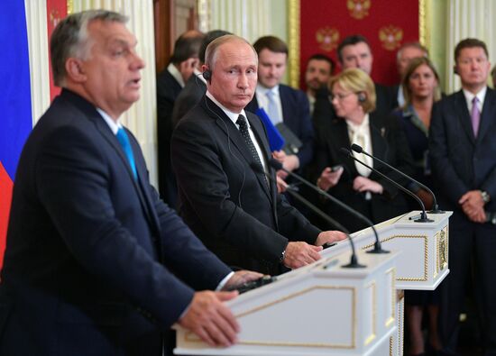 Russian President Vladimir Putin meets with Hungarian Prime Minister Viktor Orban