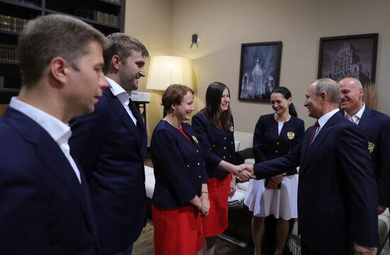 President Vladimir Putin meets with Russian national chess team