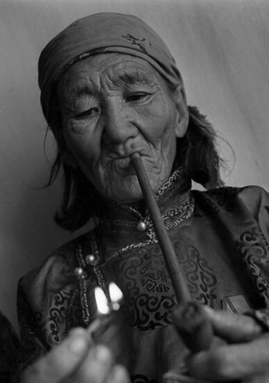 Portrait of old Tuvan woman