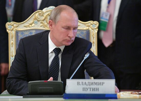 President Vladimir Putin attends CIS Heads of State Council meeting in Dushanbe