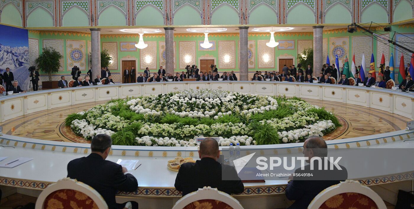 President Vladimir Putin attends CIS Heads of State Council meeting in Dushanbe