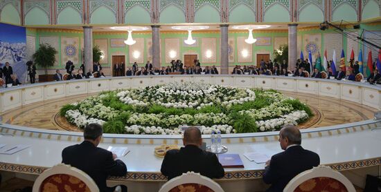 President Vladimir Putin attends CIS Heads of State Council meeting in Dushanbe