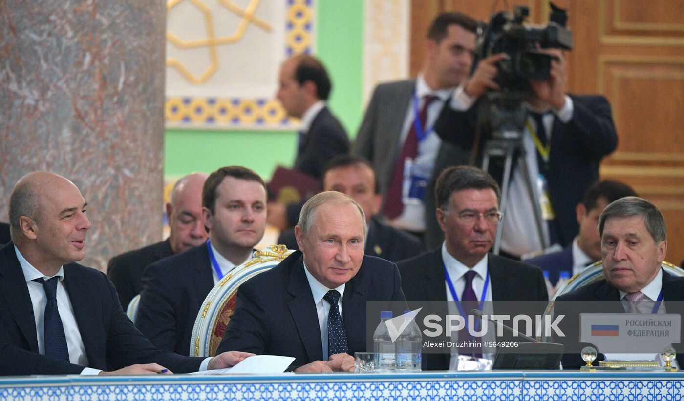 President Vladimir Putin attends CIS Heads of State Council meeting in Dushanbe