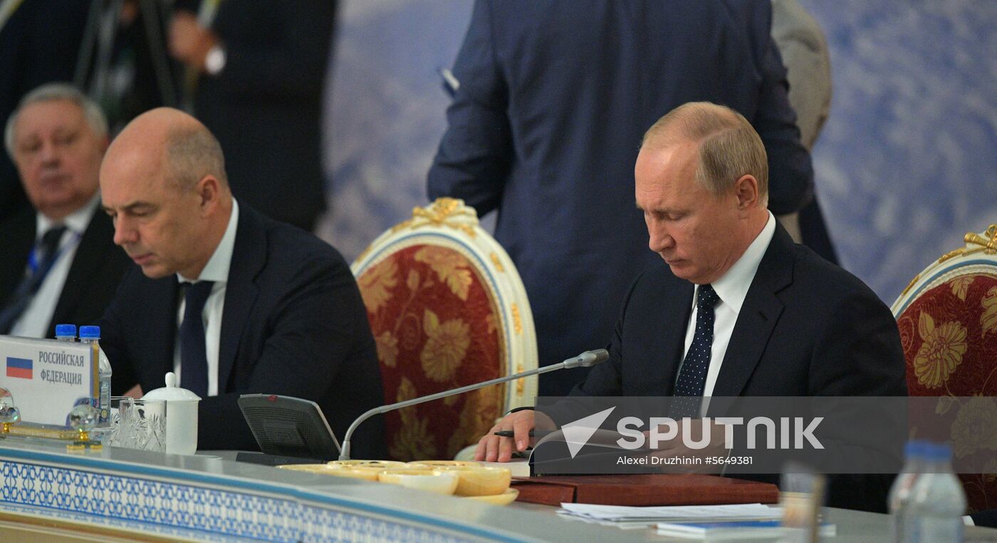 President Vladimir Putin attends CIS Heads of State Council meeting in Dushanbe