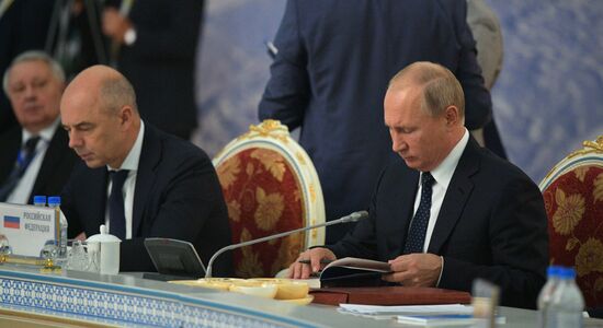 President Vladimir Putin attends CIS Heads of State Council meeting in Dushanbe