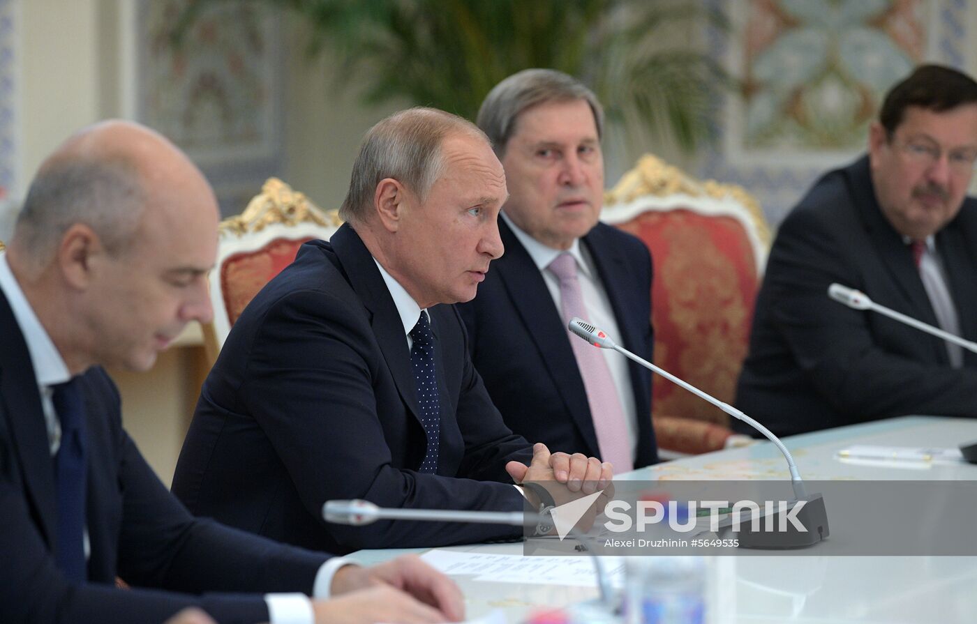 President Vladimir Putin attends CIS Heads of State Council meeting in Dushanbe