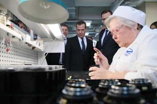 Prime Minister Dmitry Medvedev visits Zverev Krasnogorsk Plant