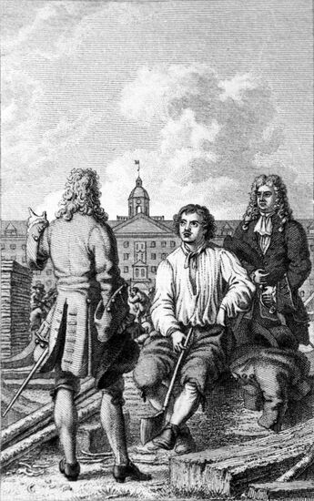 Peter the Great studies ship-building