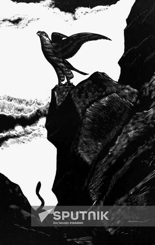 Illustration to Maxim Gorky's 'The song of the stormy petrel'