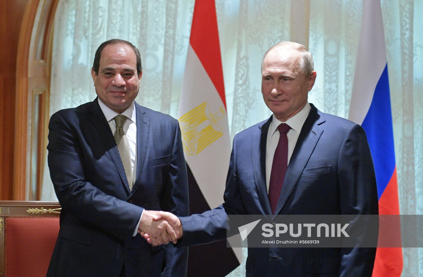 President Vladimir Putin meets with Egyptian President Abdel Fattah el-Sisi