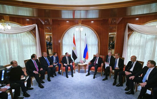 President Vladimir Putin meets with Egyptian President Abdel Fattah el-Sisi