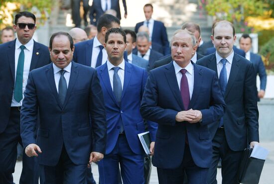 President Vladimir Putin meets with Egyptian President Abdel Fattah el-Sisi