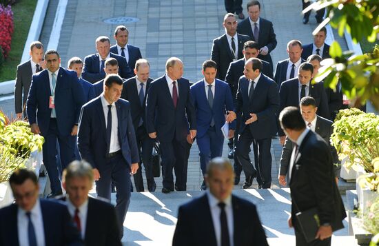President Vladimir Putin meets with Egyptian President Abdel Fattah el-Sisi