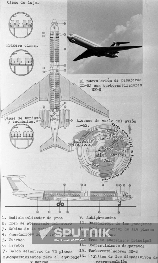 Diagram of Ilyushin Il-62 passenger airliner