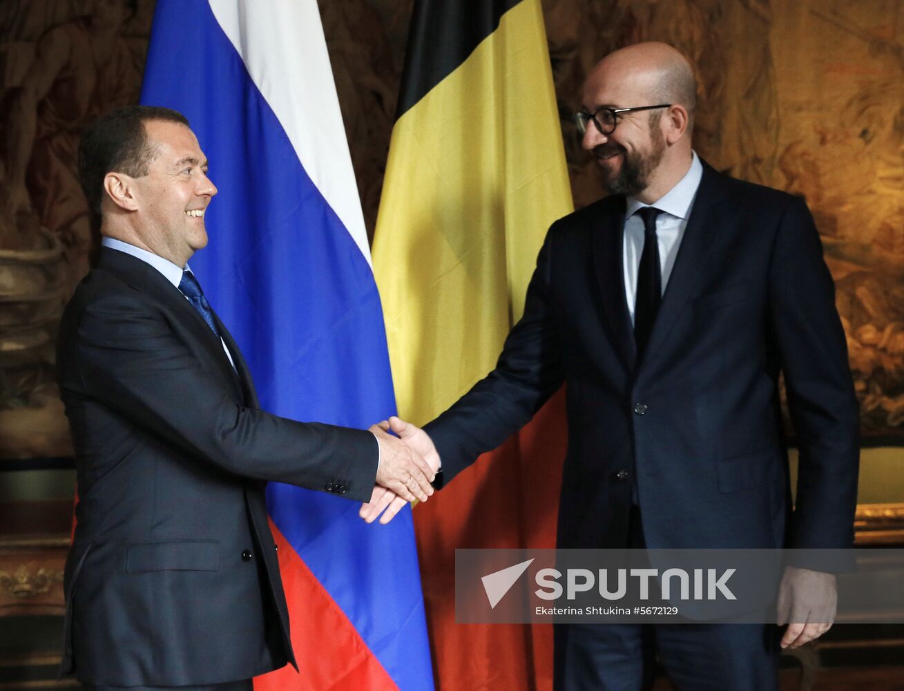 Russian Prime Minister Dmitry Medvedev visits Belgium