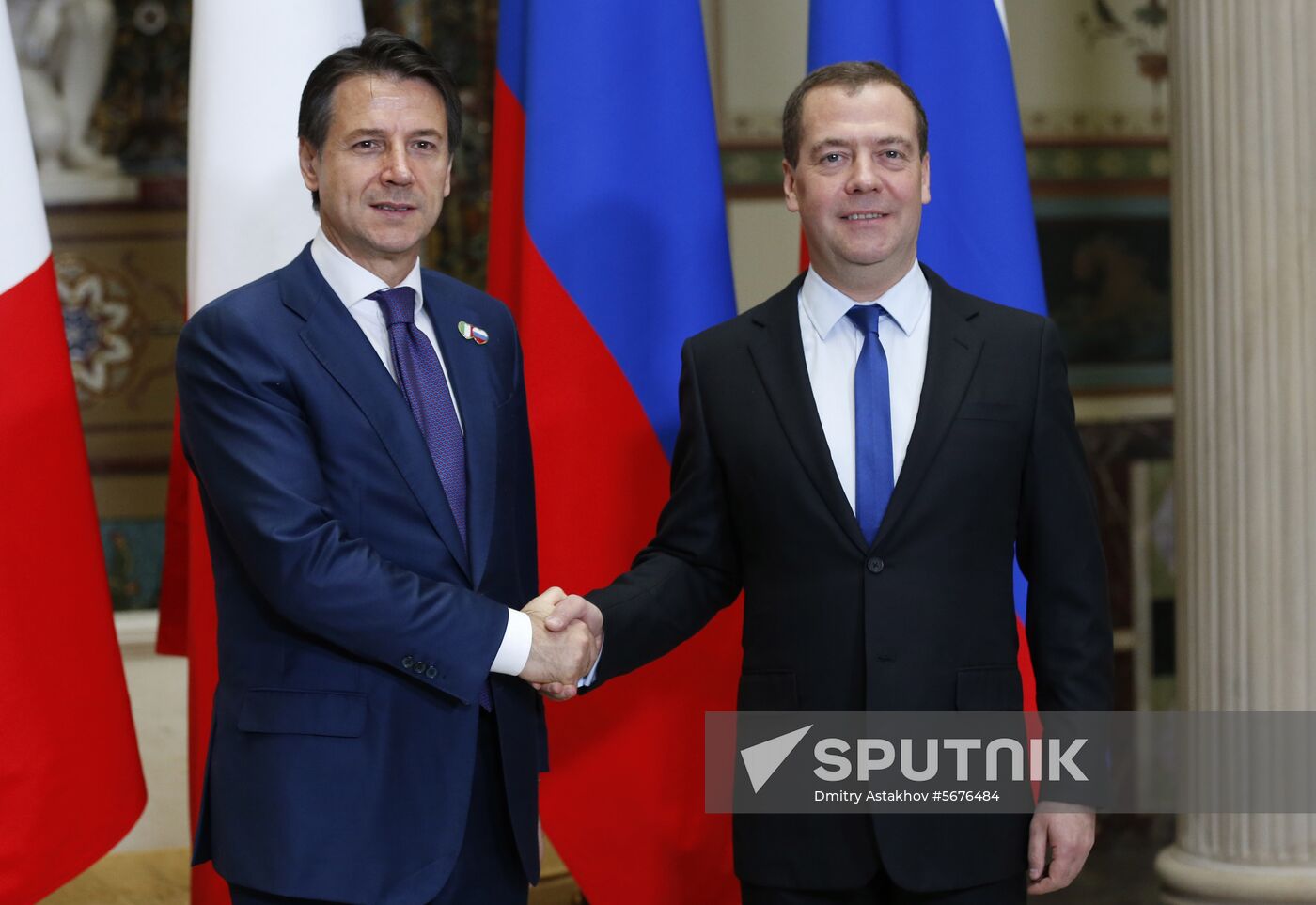 Prime Minister Dmitry Medvedev meets with Italian Prime Minister Giuseppe Conte