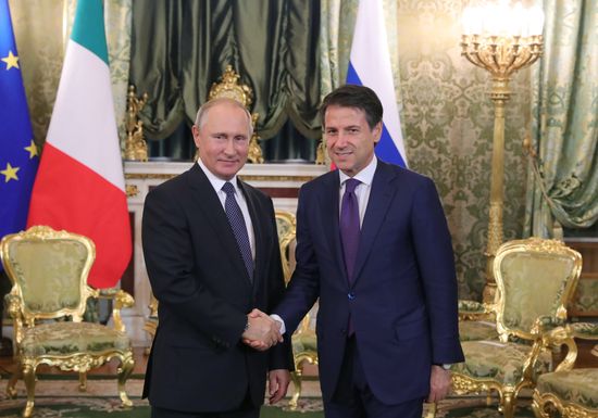 President Vladimir Putin meets with Italian Prime Minister Giuseppe Conte