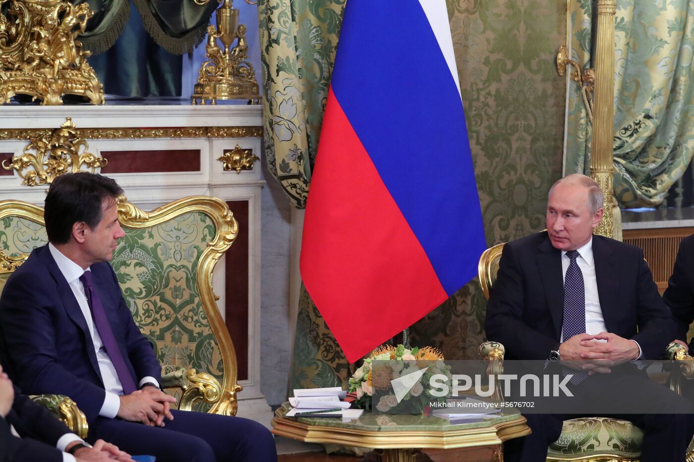 President Vladimir Putin meets with Italian Prime Minister Giuseppe Conte