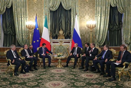 President Vladimir Putin meets with Italian Prime Minister Giuseppe Conte
