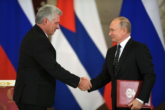 President Vladimir Putin meets with President of Cuba Miguel Diaz-Canel Bermudez