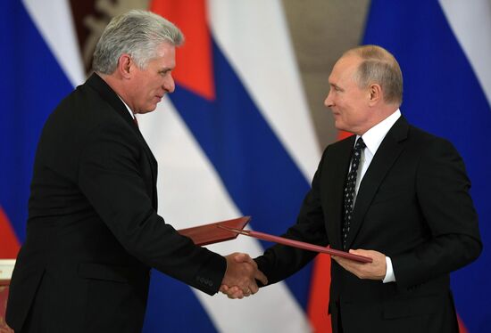 President Vladimir Putin meets with President of Cuba Miguel Diaz-Canel Bermudez