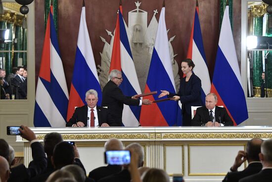 President Vladimir Putin meets with President of Cuba Miguel Diaz-Canel Bermudez