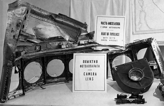Wreckage of US spy plane shot down on May 1, 1960 on display