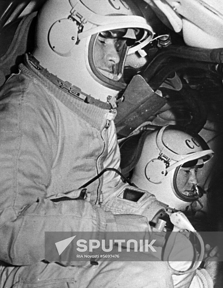 Soviet pilots and cosmonauts Alexei Leonov and Pavel Belyayev