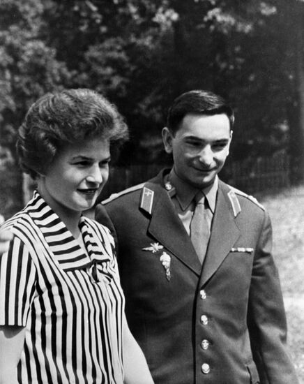 Soviet cosmonauts Valentina Tereshkova and Valery Bykovsky