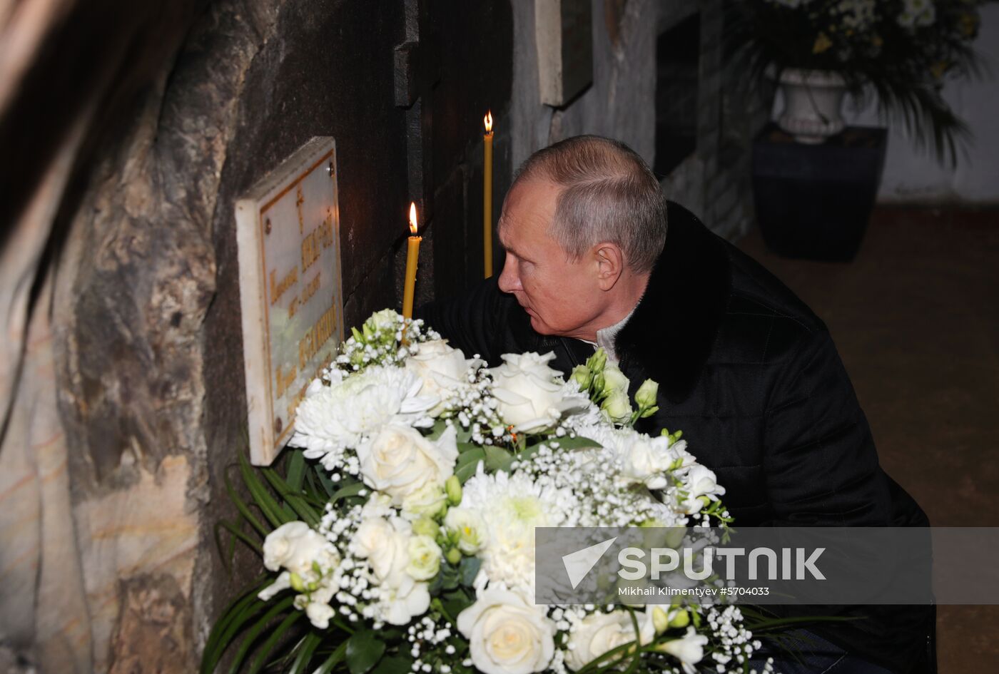 Russian President Vladimir Putin visits Pskov-Caves Monastery