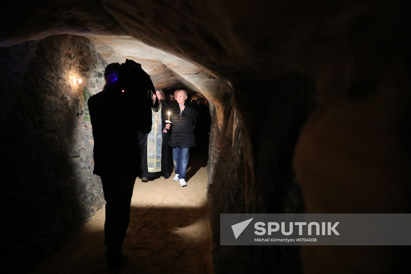 Russian President Vladimir Putin visits Pskov-Caves Monastery
